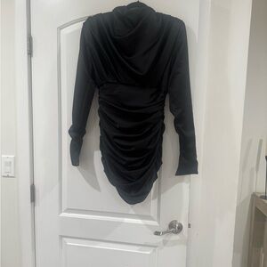 House of CB Black Long Sleeve Ruched Dress